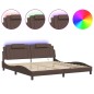 vidaXL Estructura cama con luces LED cuero sintético marrón 200x200 cm
