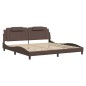 vidaXL Estructura cama con luces LED cuero sintético marrón 200x200 cm