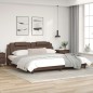 vidaXL Estructura cama con luces LED cuero sintético marrón 200x200 cm