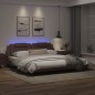 vidaXL Estructura cama con luces LED cuero sintético marrón 200x200 cm