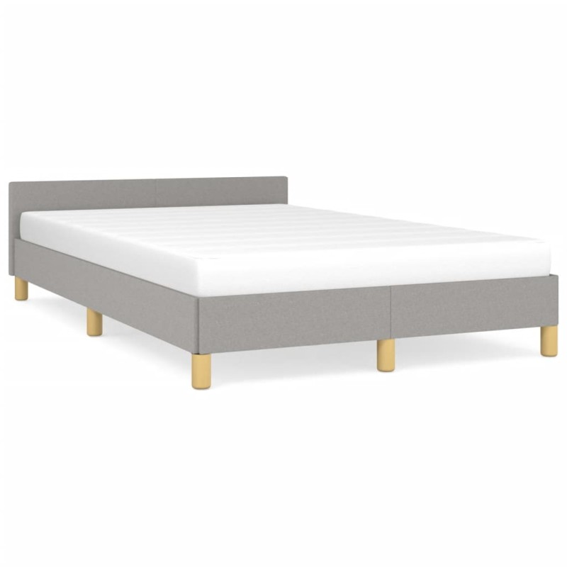 vidaXL Estructura de cama con cabecero tela gris claro 120x190 cm
