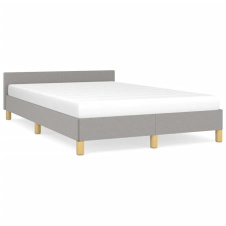 vidaXL Estructura de cama con cabecero tela gris claro 120x190 cm