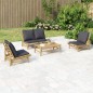vidaXL Set de muebles de jardín 4 piezas bambú con cojines gris oscuro