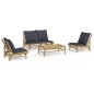 vidaXL Set de muebles de jardín 4 piezas bambú con cojines gris oscuro