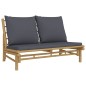 vidaXL Set de muebles de jardín 4 piezas bambú con cojines gris oscuro