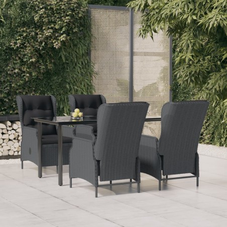 vidaXL Set de comedor para jardín 5 piezas ratán sintético gris oscuro