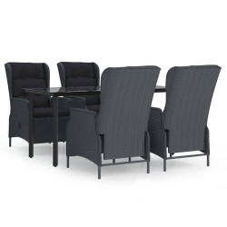 vidaXL Set de comedor para jardín 5 piezas ratán sintético gris oscuro