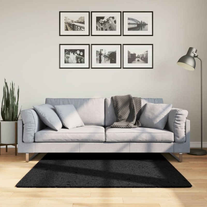 vidaXL Alfombra de pelo corto OVIEDO negro 120x120 cm vidaXL Alfombra de pelo corto OVIEDO negro 120x120 cm
