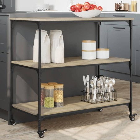 vidaXL Carrito de cocina madera ingeniería roble Sonoma 102x50x95 cm