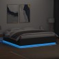 vidaXL Estructura cama con luces LED madera ingeniería negro 200x200cm vidaXL Estructura cama con luces LED madera ingeniería negro 200x200cm