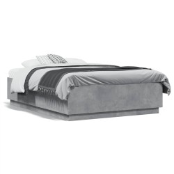 vidaXL Estructura cama con luces LED madera gris hormigón 120x190 cm