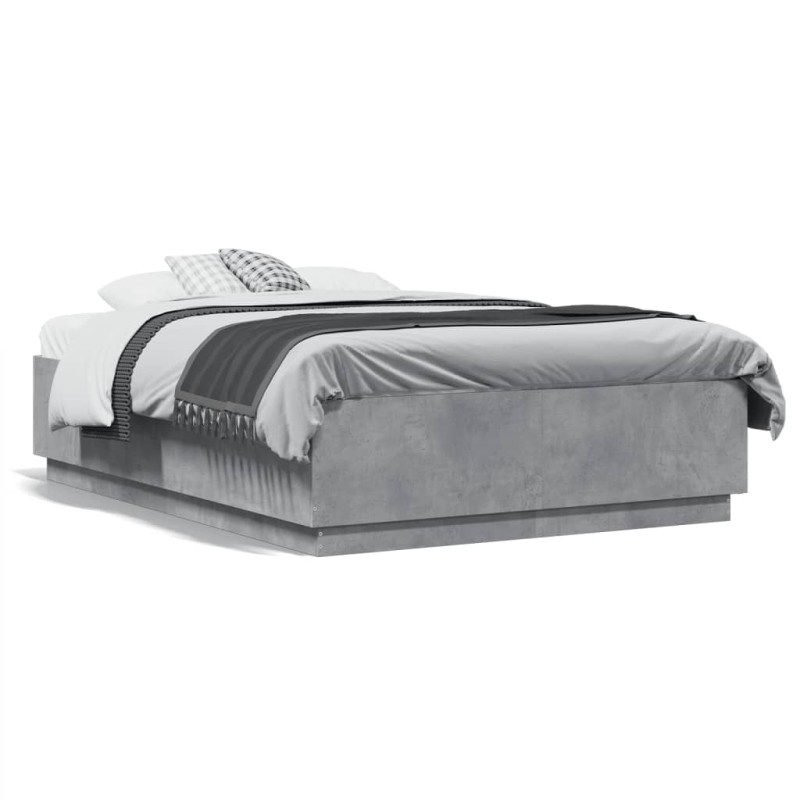 vidaXL Estructura cama con luces LED madera gris hormigón 120x190 cm vidaXL Estructura cama con luces LED madera gris hormigón 120x190 cm