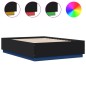 vidaXL Estructura cama con luces LED madera ingeniería negro 140x190cm vidaXL Estructura cama con luces LED madera ingeniería negro 140x190cm