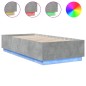 vidaXL Estructura cama con luces LED madera gris hormigón 100x200 cm vidaXL Estructura cama con luces LED madera gris hormigón 100x200 cm