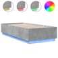vidaXL Estructura de cama con luces LED madera gris hormigón 90x200 cm vidaXL Estructura de cama con luces LED madera gris hormigón 90x200 cm