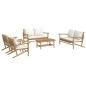 vidaXL Set de muebles de jardín 5 piezas bambú y cojines blanco crema vidaXL Set de muebles de jardín 5 piezas bambú y cojines blanco crema