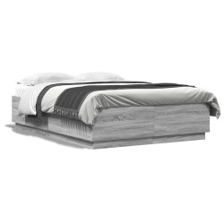 vidaXL Estructura cama con luces LED madera gris Sonoma 160x200 cm