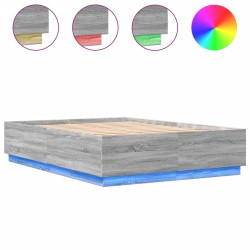 vidaXL Estructura cama con luces LED madera gris Sonoma 150x200 cm