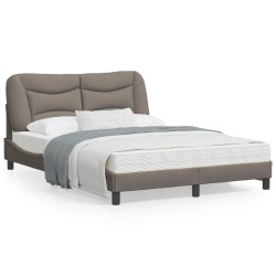 vidaXL Estructura de cama con luces LED tela gris taupe 120x200 cm