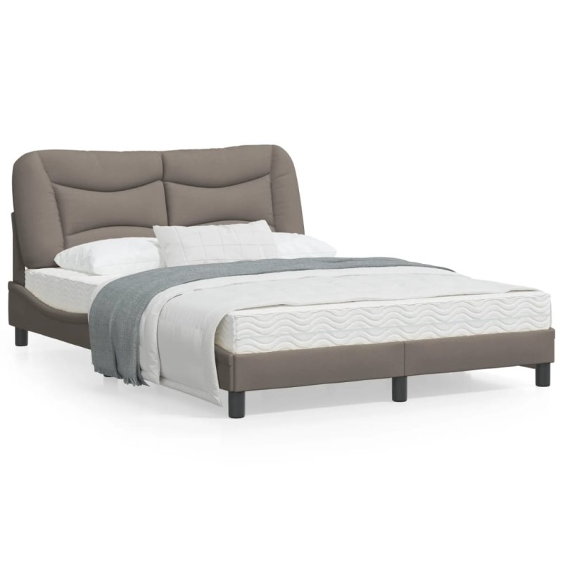vidaXL Estructura de cama con luces LED tela gris taupe 120x200 cm vidaXL Estructura de cama con luces LED tela gris taupe 120x200 cm