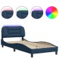 vidaXL Estructura de cama con luces LED tela azul 90x190 cm vidaXL Estructura de cama con luces LED tela azul 90x190 cm