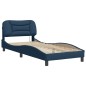 vidaXL Estructura de cama con luces LED tela azul 90x190 cm vidaXL Estructura de cama con luces LED tela azul 90x190 cm