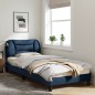 vidaXL Estructura de cama con luces LED tela azul 90x190 cm vidaXL Estructura de cama con luces LED tela azul 90x190 cm