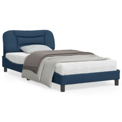 vidaXL Estructura de cama con luces LED tela azul 100x200 cm