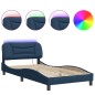 vidaXL Estructura de cama con luces LED tela azul 100x200 cm