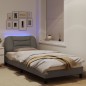 vidaXL Estructura de cama con luces LED tela gris taupe 90x200 cm vidaXL Estructura de cama con luces LED tela gris taupe 90x200 cm