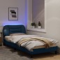 vidaXL Estructura de cama con luces LED tela azul 90x200 cm vidaXL Estructura de cama con luces LED tela azul 90x200 cm