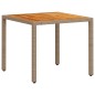 vidaXL Mesa de jardín de ratán PE y madera acacia beige 90x90x75 cm vidaXL Mesa de jardín de ratán PE y madera acacia beige 90x90x75 cm