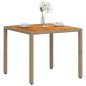 vidaXL Mesa de jardín de ratán PE y madera acacia beige 90x90x75 cm vidaXL Mesa de jardín de ratán PE y madera acacia beige 90x90x75 cm