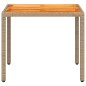 vidaXL Mesa de jardín de ratán PE y madera acacia beige 90x90x75 cm vidaXL Mesa de jardín de ratán PE y madera acacia beige 90x90x75 cm