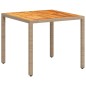 vidaXL Mesa de jardín de ratán PE y madera acacia beige 90x90x75 cm vidaXL Mesa de jardín de ratán PE y madera acacia beige 90x90x75 cm