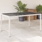 vidaXL Mesa de jardín superficie de vidrio ratán PE blanco 150x90x75cm vidaXL Mesa de jardín superficie de vidrio ratán PE blanco 150x90x75cm
