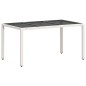 vidaXL Mesa de jardín superficie de vidrio ratán PE blanco 150x90x75cm vidaXL Mesa de jardín superficie de vidrio ratán PE blanco 150x90x75cm