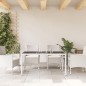 vidaXL Mesa de jardín superficie de vidrio ratán PE blanco 150x90x75cm vidaXL Mesa de jardín superficie de vidrio ratán PE blanco 150x90x75cm