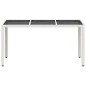 vidaXL Mesa de jardín superficie de vidrio ratán PE blanco 150x90x75cm vidaXL Mesa de jardín superficie de vidrio ratán PE blanco 150x90x75cm
