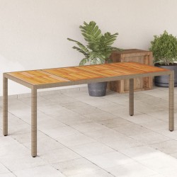 vidaXL Mesa de jardín ratán PE beige y madera de acacia 190x90x75 cm