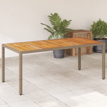 vidaXL Mesa de jardín ratán PE beige y madera de acacia 190x90x75 cm