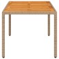 vidaXL Mesa de jardín ratán PE beige y madera de acacia 190x90x75 cm