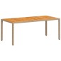 vidaXL Mesa de jardín ratán PE beige y madera de acacia 190x90x75 cm