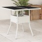 vidaXL Mesa de jardín superficie de vidrio ratán PE blanco 80x80x75 cm