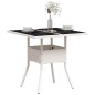 vidaXL Mesa de jardín superficie de vidrio ratán PE blanco 80x80x75 cm