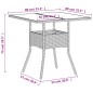 vidaXL Mesa de jardín superficie de vidrio ratán PE blanco 80x80x75 cm