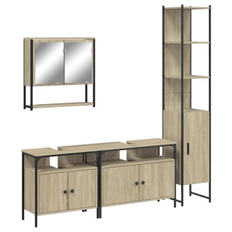 vidaXL Juego de muebles de baño 4 pzas contrachapada roble Sonoma
