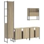 vidaXL Juego de muebles de baño 4 pzas contrachapada roble Sonoma vidaXL Juego de muebles de baño 4 pzas contrachapada roble Sonoma