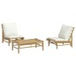 vidaXL Set de muebles de jardín 3 piezas bambú y cojines blanco crema vidaXL Set de muebles de jardín 3 piezas bambú y cojines blanco crema