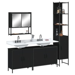 vidaXL Juego de muebles de baño 4 pzas madera contrachapada negro